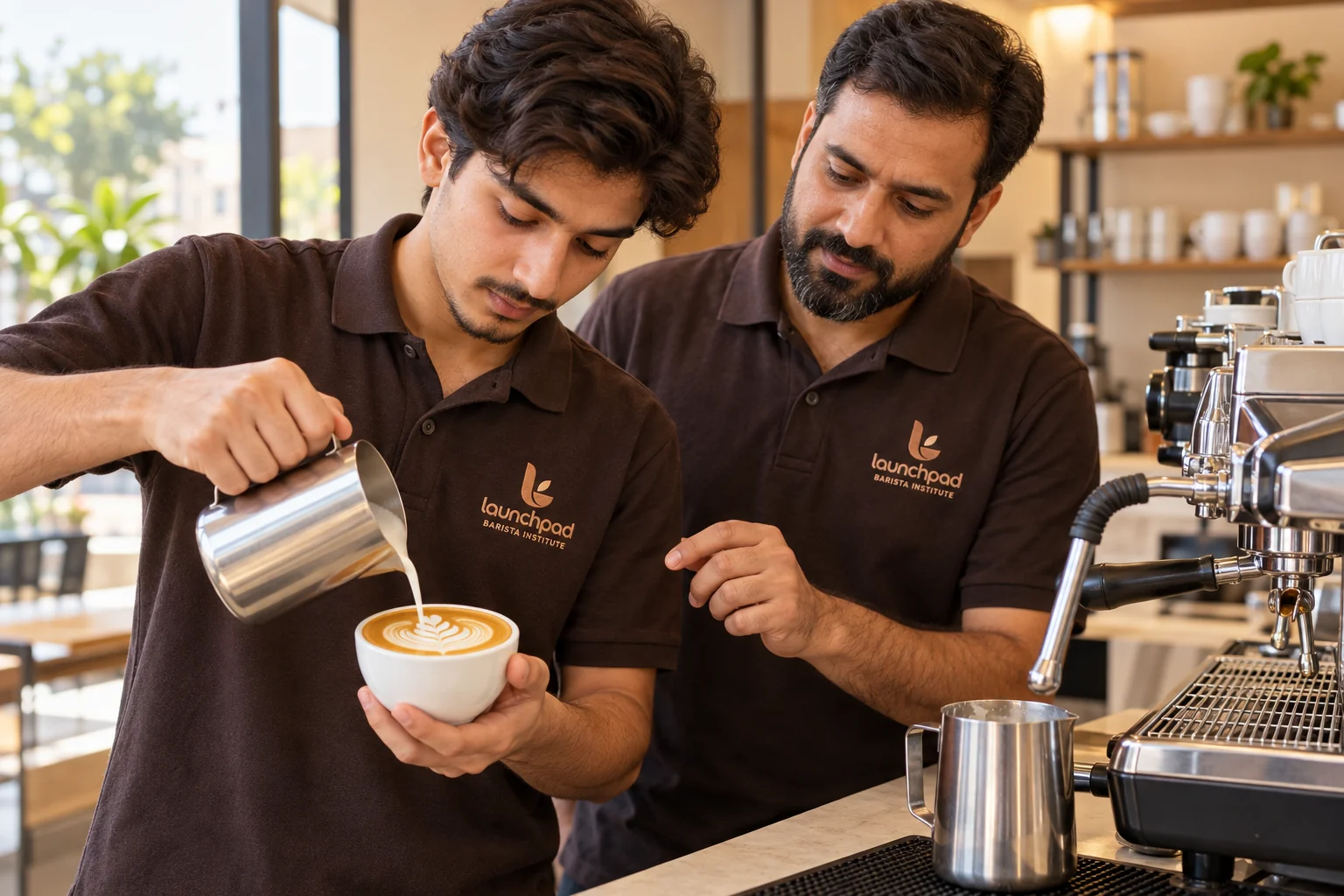 Illustrative Launchpad milk steaming and latte-art practice